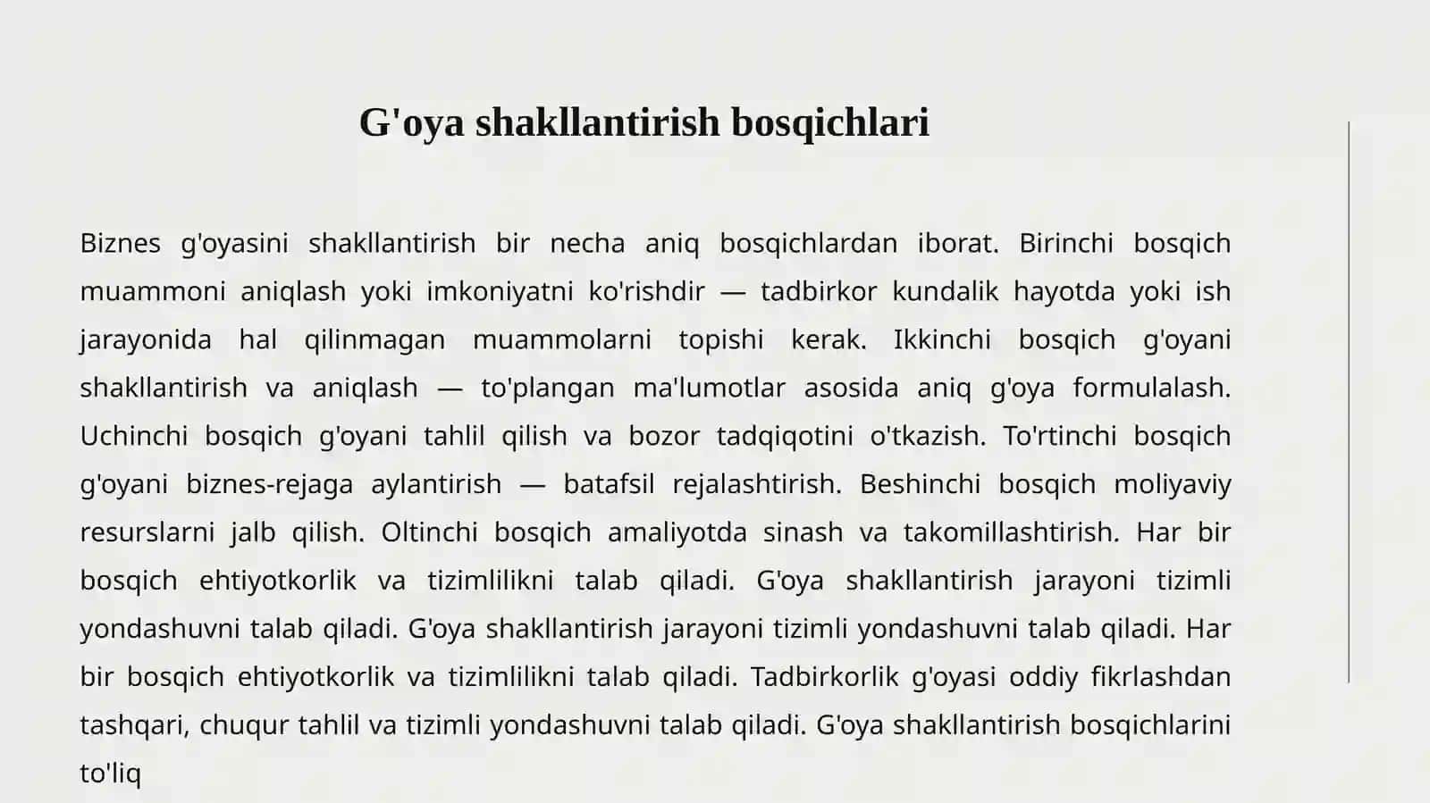Biznes g'oyalarni shakllantirish 3