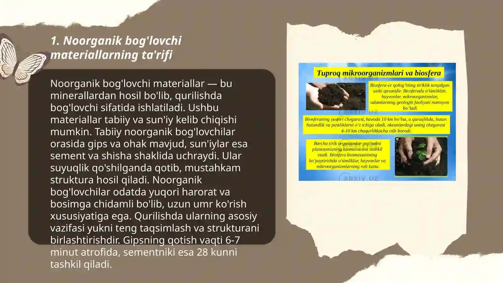 Noorganik (mineral) bog'lovchi materiallar va ularning hususiyatlari 3