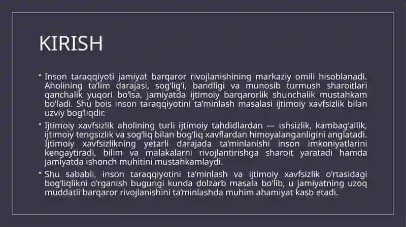 Inson taraqqiyotini ta’minlash va ijtimoiy xavfsizlik o‘rtasidagi bog‘liqlik masalalari 3