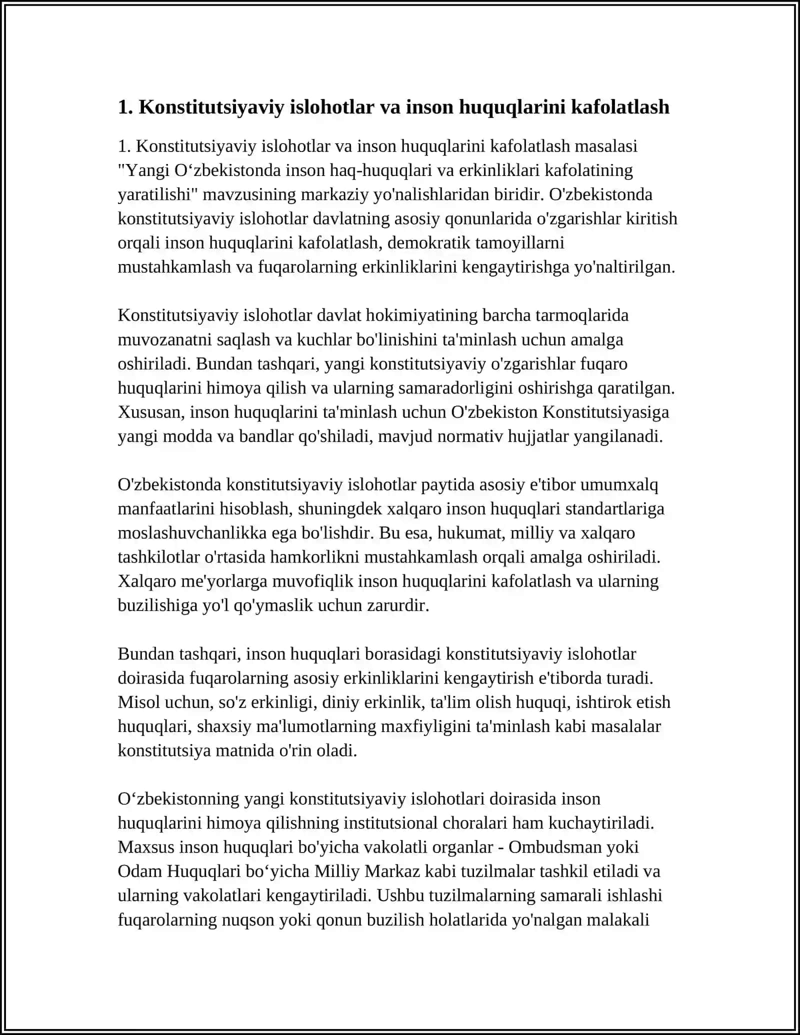 YANGI OʻZBEKISTONDA INSON HAQ-HUQUQLARI VA ERKINLIKLARI KAFOLATINING YARATILISHI 3