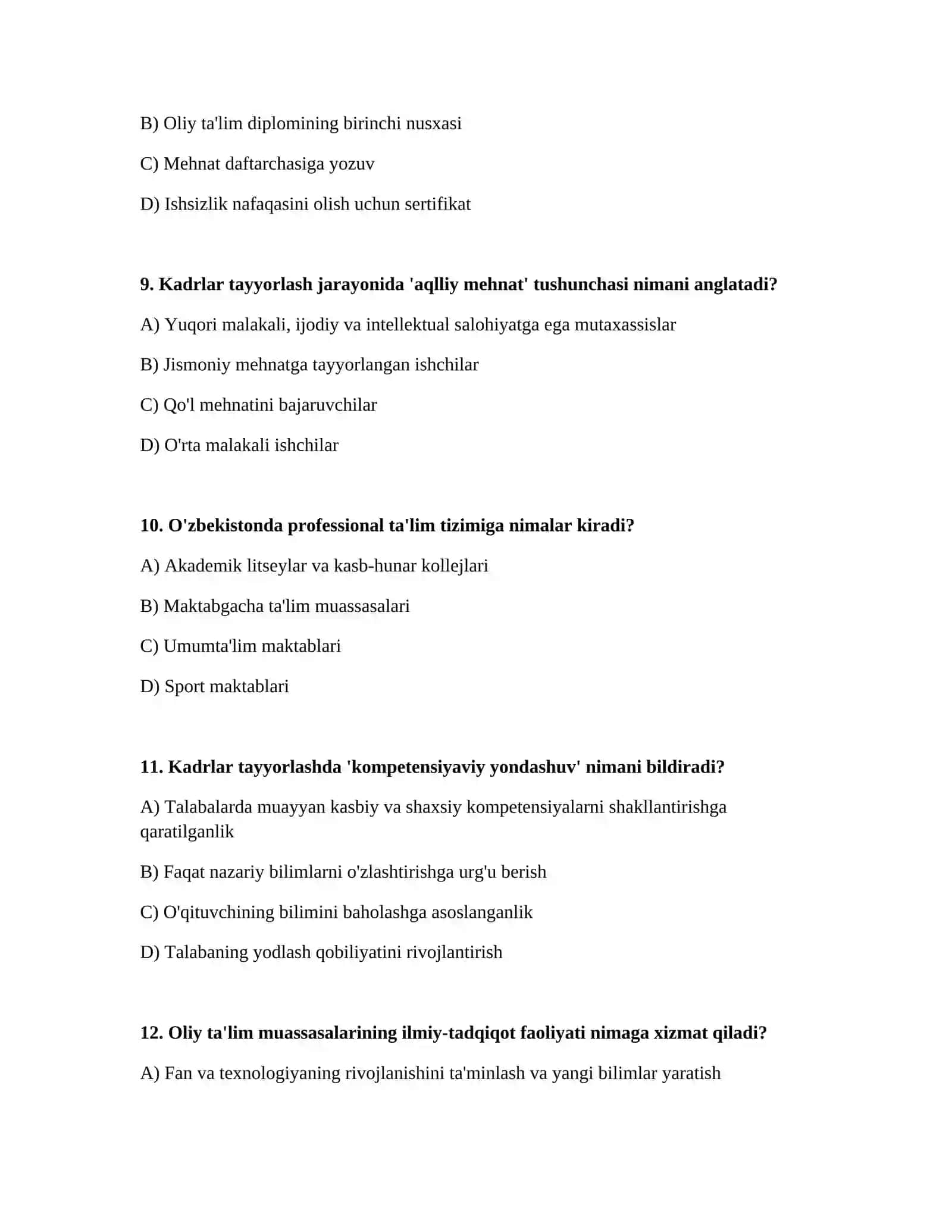 Kadrlar tayyorlash va ularni qayta tayyorlash institutlari 3