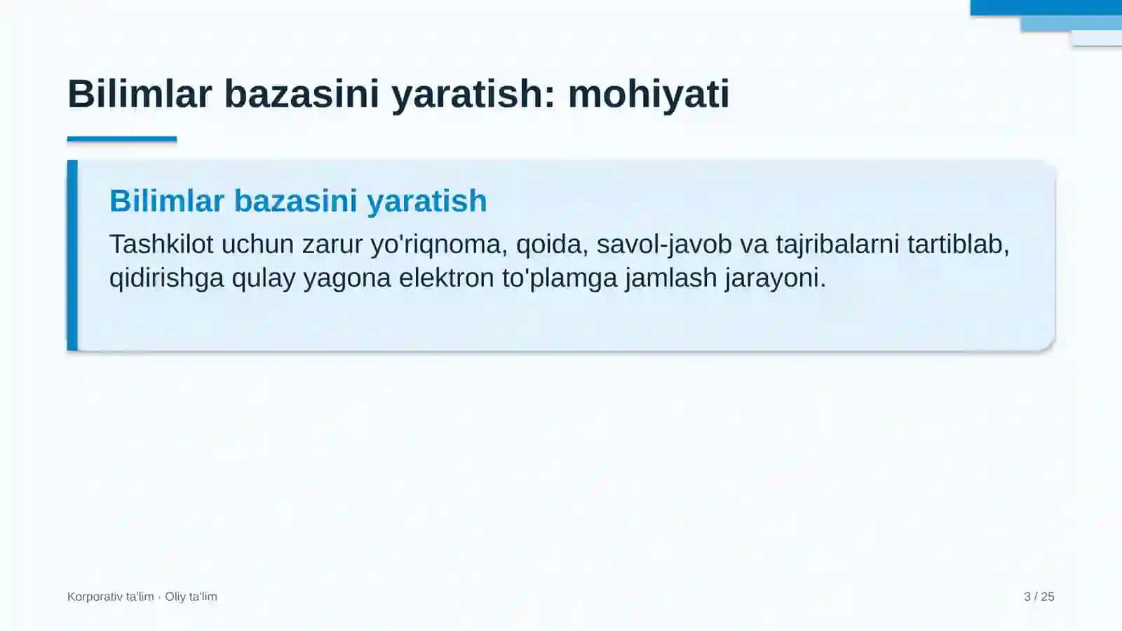 Bilimlar bazasini yaratish: mohiyati 3