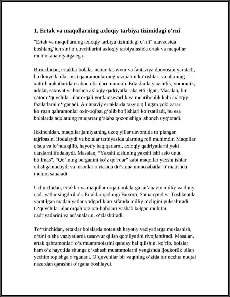 BOSHLANG'ICH SINF O'QUVCHILARINIAXLOQIY TARBIYALASHDA ERTAK VA MAQOLLARNING AHAMIYATI 3