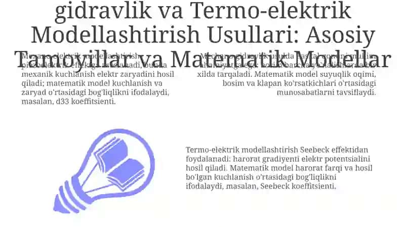 Mexano-elektrik, Mechano-gidravlik va Termo-elektrik Modellashtirish Usullari 3