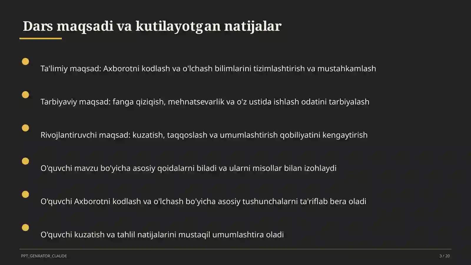 Axborotni kodlash va o'lchash (7-sinf) 3