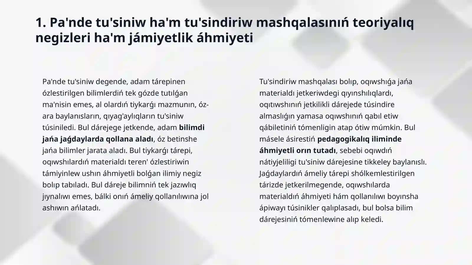 Pa'nde tu'siniw ha'm tu'sindiriw mashqalası 3