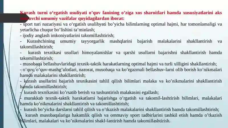 UMUMIY O‘RTA TA’LIM MAKTABLARIDA KURASH SPORT TURLARINING O‘QITISHNING MAQSAD VA VAZIFALARI 3