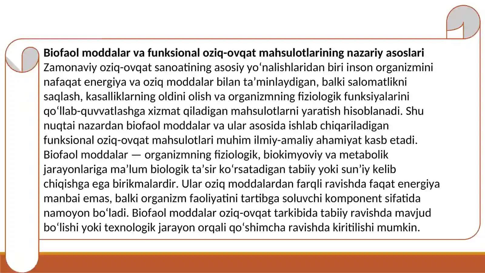 Oziq-ovqat sanoatida biofaol moddalar va funksional oziq-ovqat mahsulotlari ishlab chiqarish texnologiyasi. 3