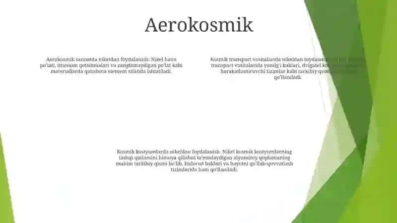 Nikel Ishlatilish Sohalari 3