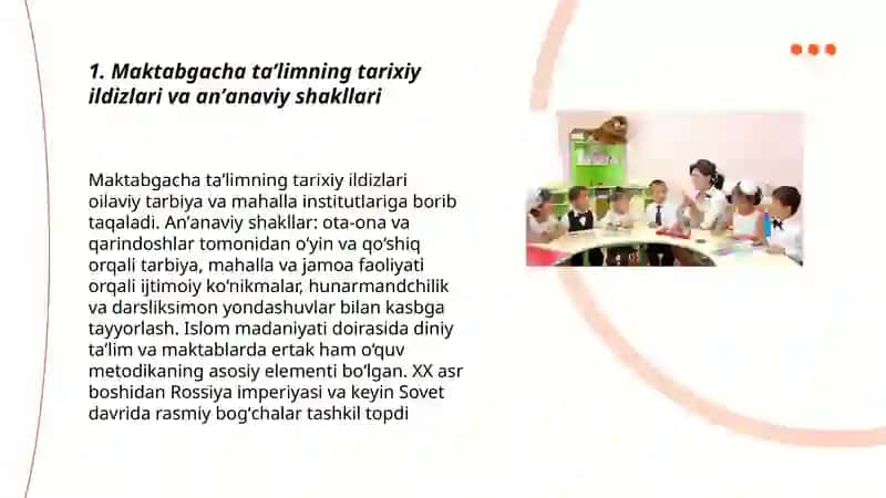 Maktabgacha taʼlimning vujudga kelishi va rivojlanishi jarayoni 3