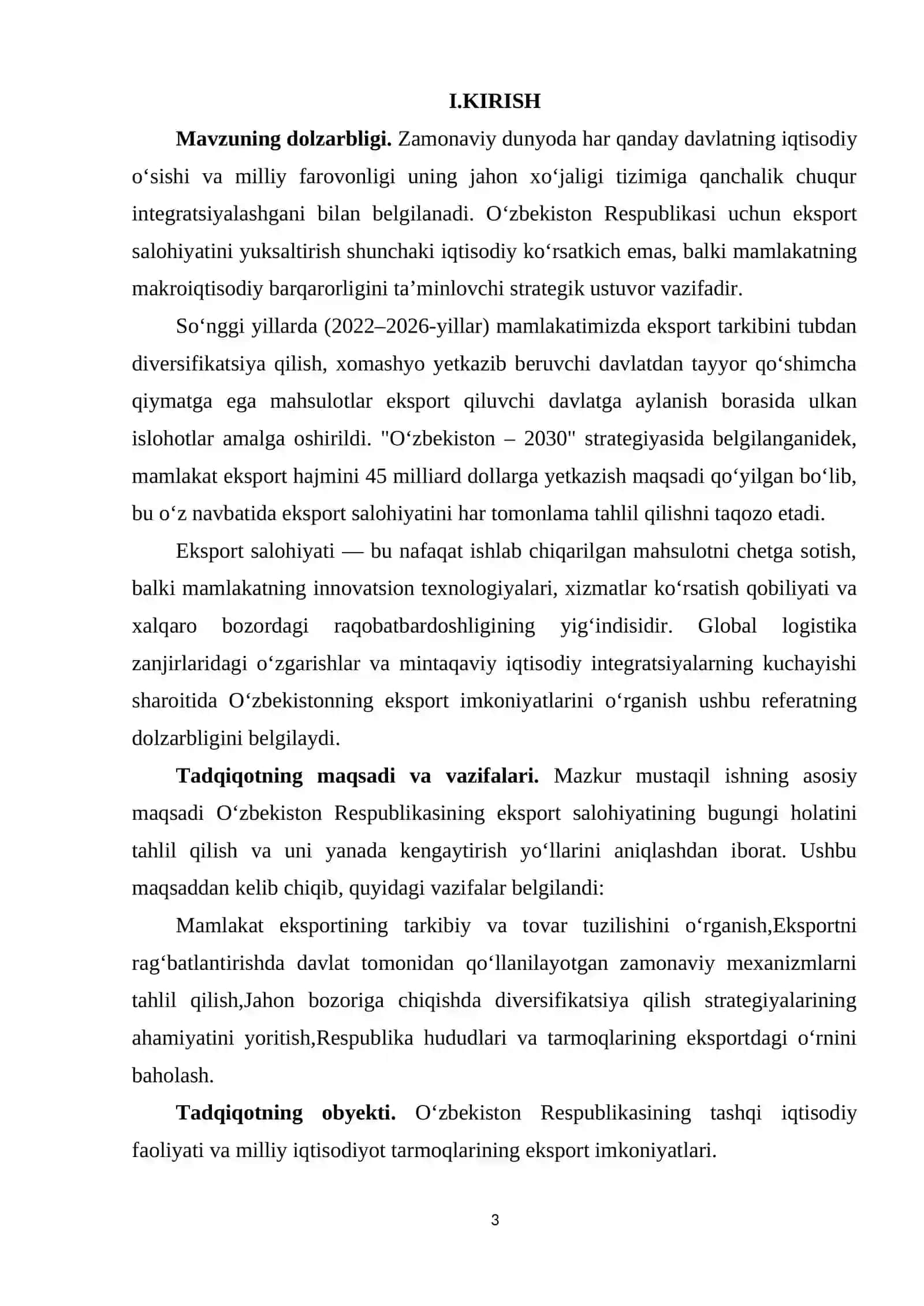 O’ZBEKISTON RESPUBLIKASI EXPORT SALOHIYATI 3