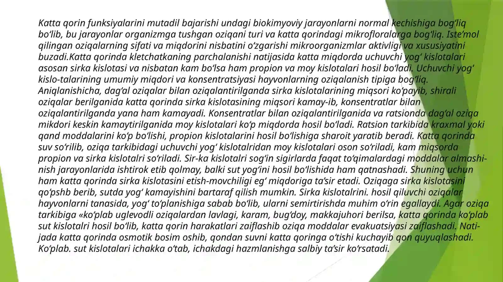 Kavsh qaytaruvchi hayvonlarning me’da oldi bo’limlarida ozuqa hazmining buzilishi 3