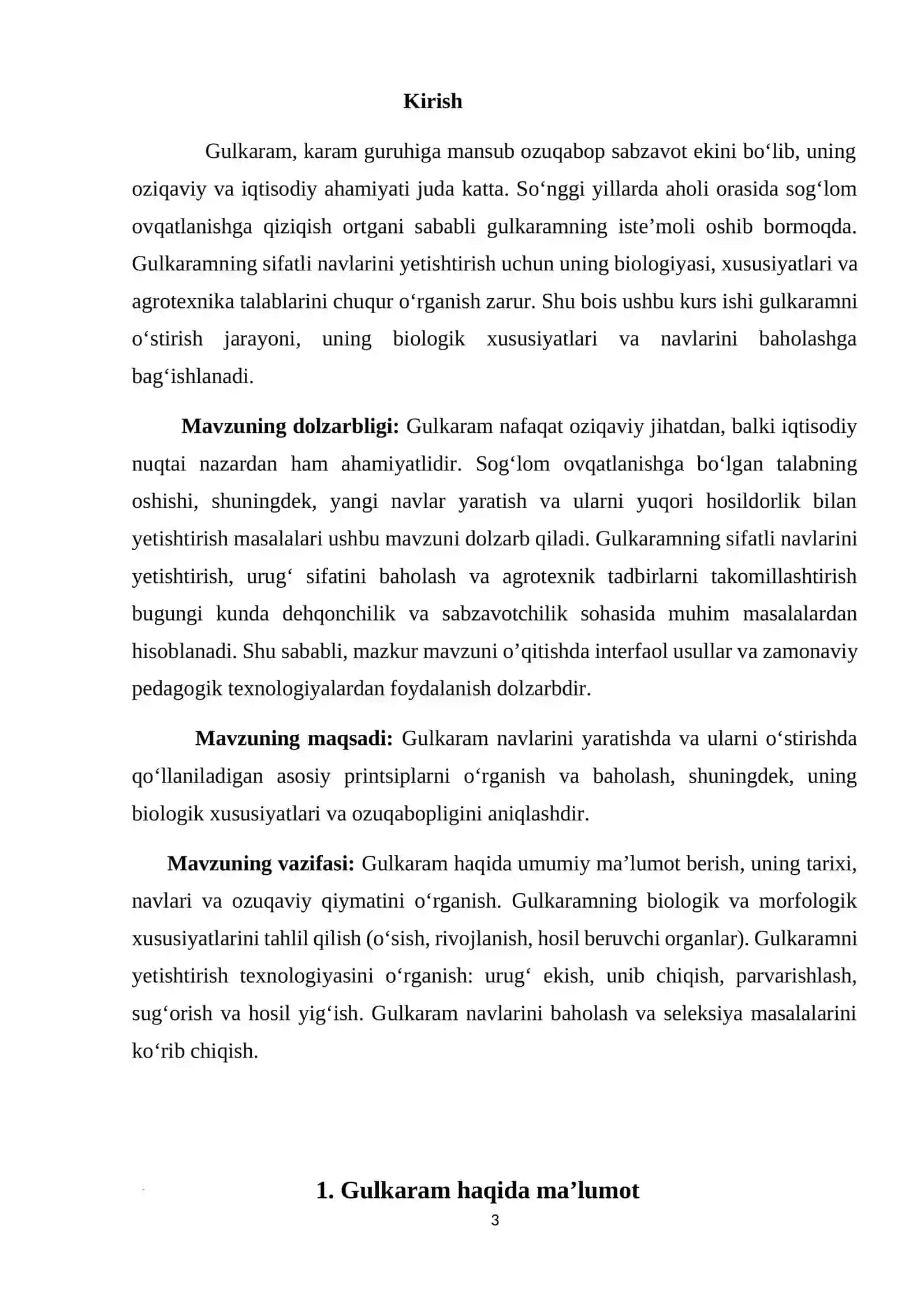 Gulkaramni ozuqabop navlarini yaratish maqsadida uning unib chiqishini o’rganish va baholash 3