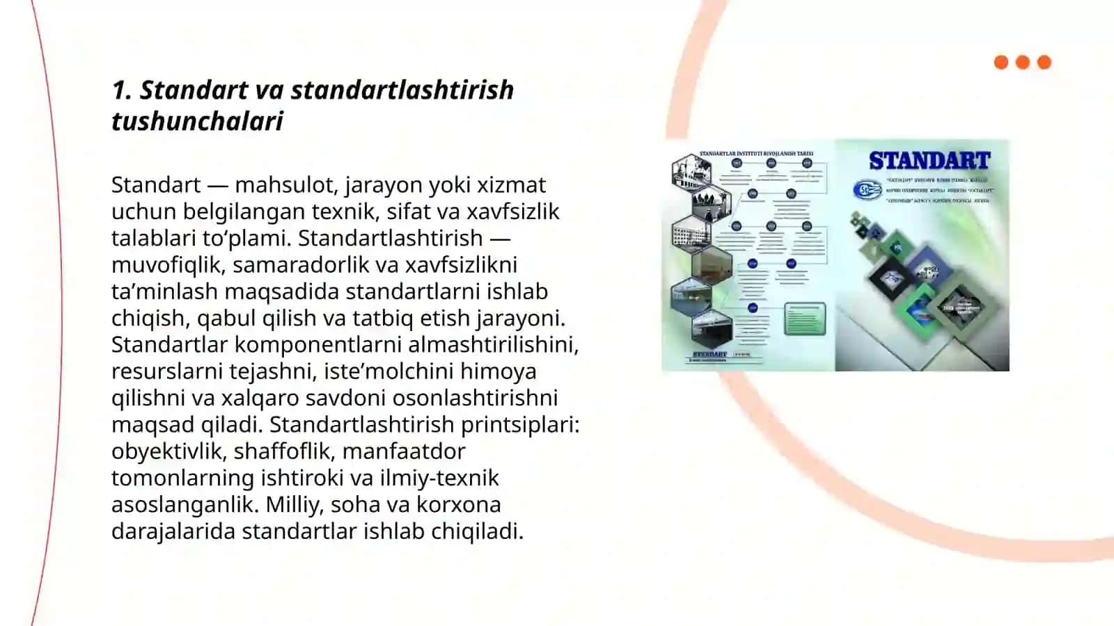 Standart va standartlashtirish. Standartlarning turlari va toifalari 3