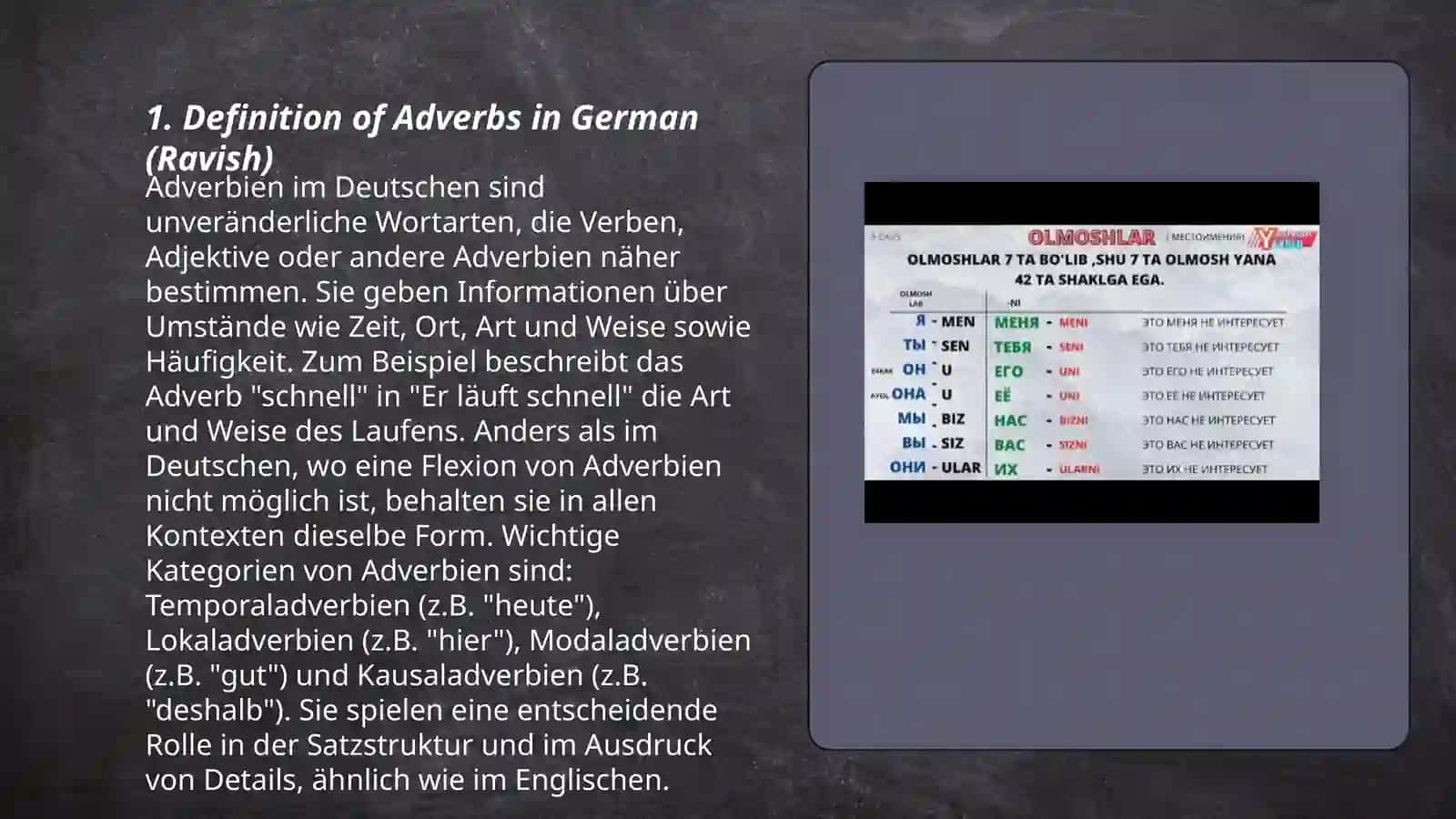 Ravish hosil bo'lishi va son,ravish, olmosh 3