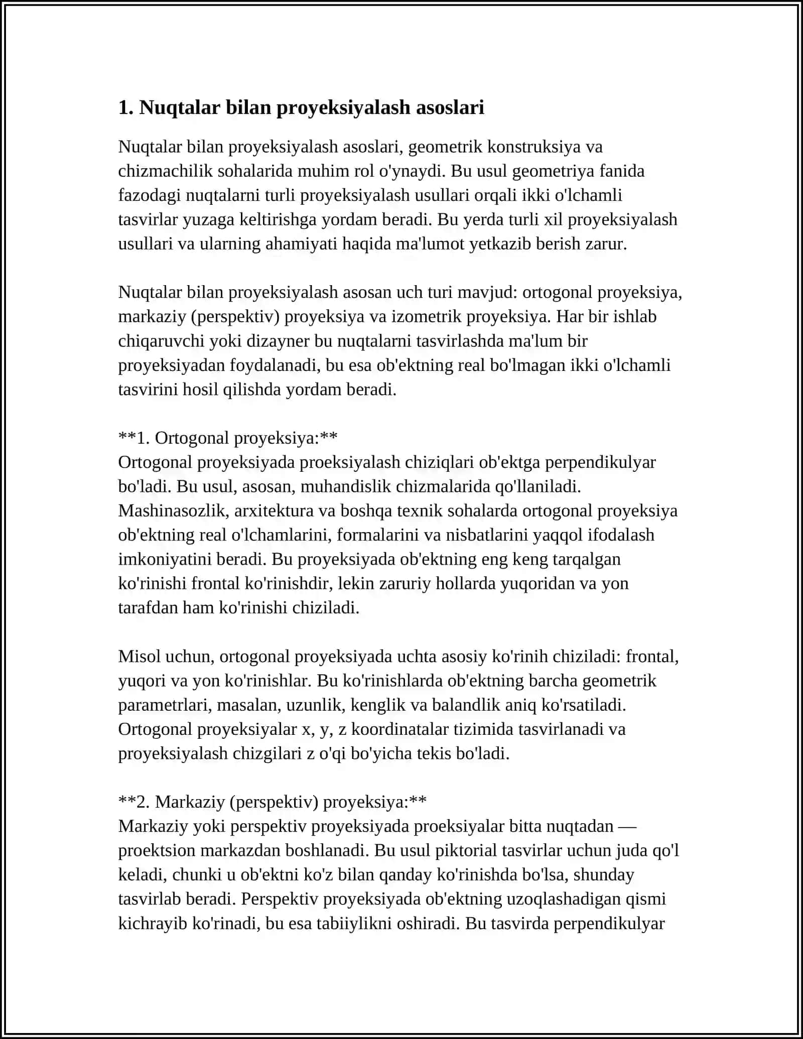 NUQTALAR OTMETKALARI (QIYMATLARI) BILAN PROYEKSIYALASH HAQIDA 3