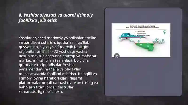 Oʻzbekistonda ijtimoiy sohada amalga oshirilayotgan oʻzgarishlar mazmun va mohiyati 3