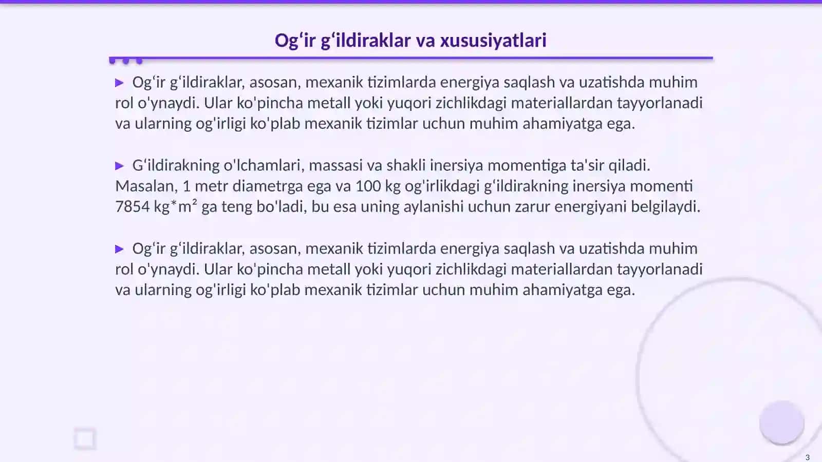 Ogʻir gʻildirakning inersiya momentini aniqlash 3