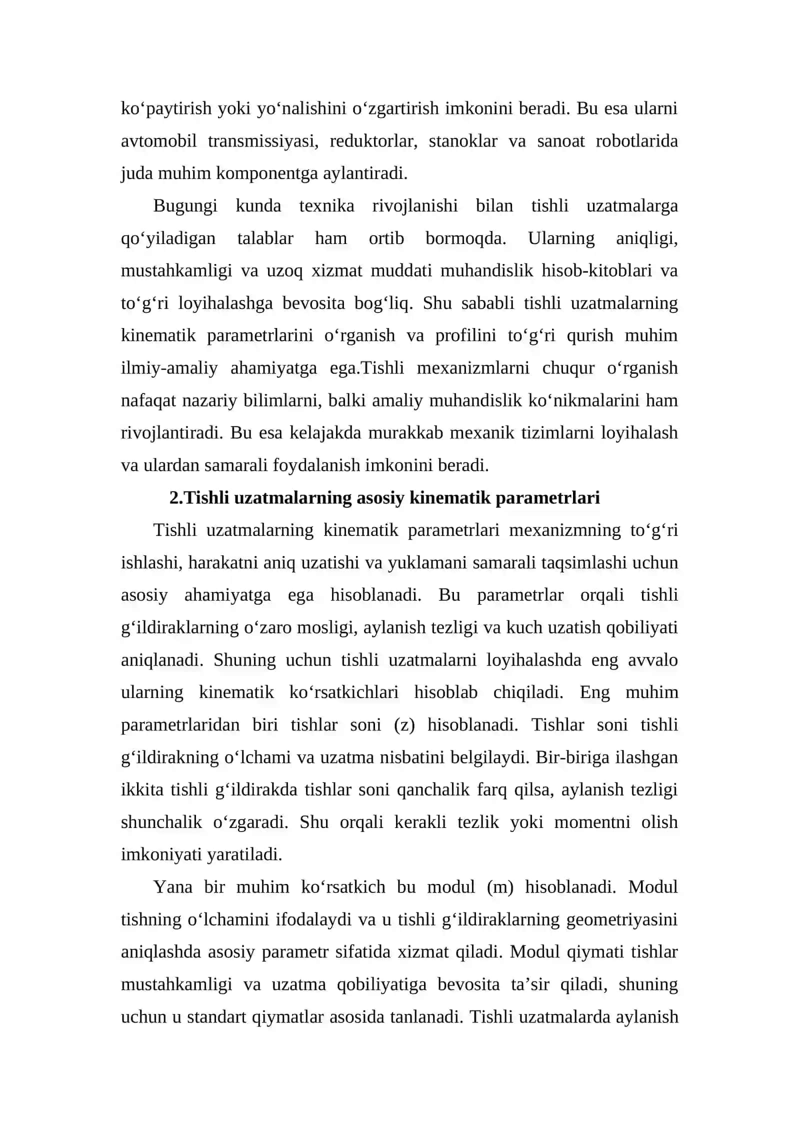 Tishli uzatmalarning asosiy kinematik parametrlarini hisoblash va uning profilini qurish 3