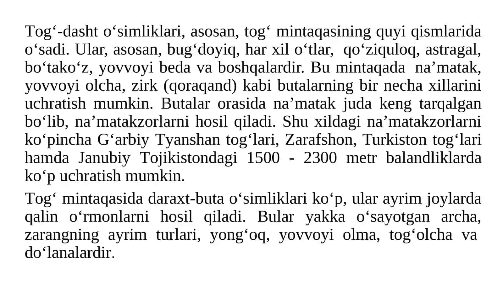 Tog' va yaylov o'simliklar jamoasining turlar tarkibi, tuzilishi va ulardan xo'jalikda foydalanish 3