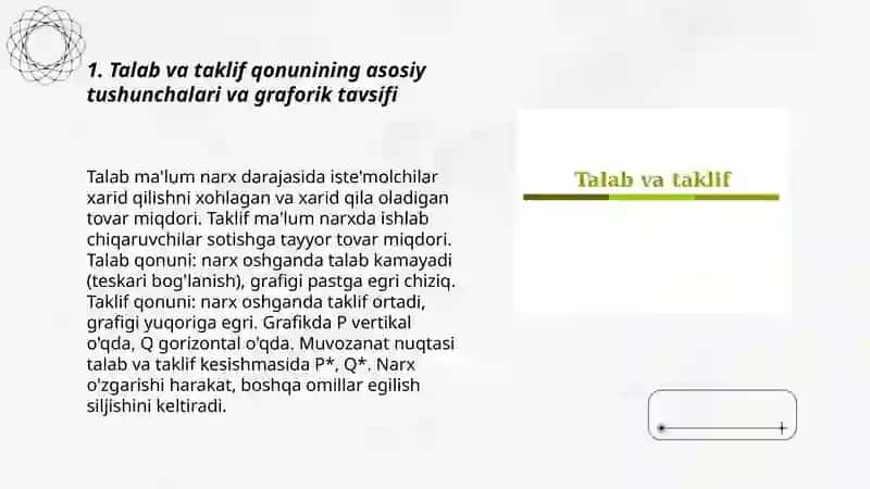 Talab va taklif qonuniga koʻra narx belgilash usullari. Talab va taklif elastikligiga koʻra soliq yukini hisoblash 3