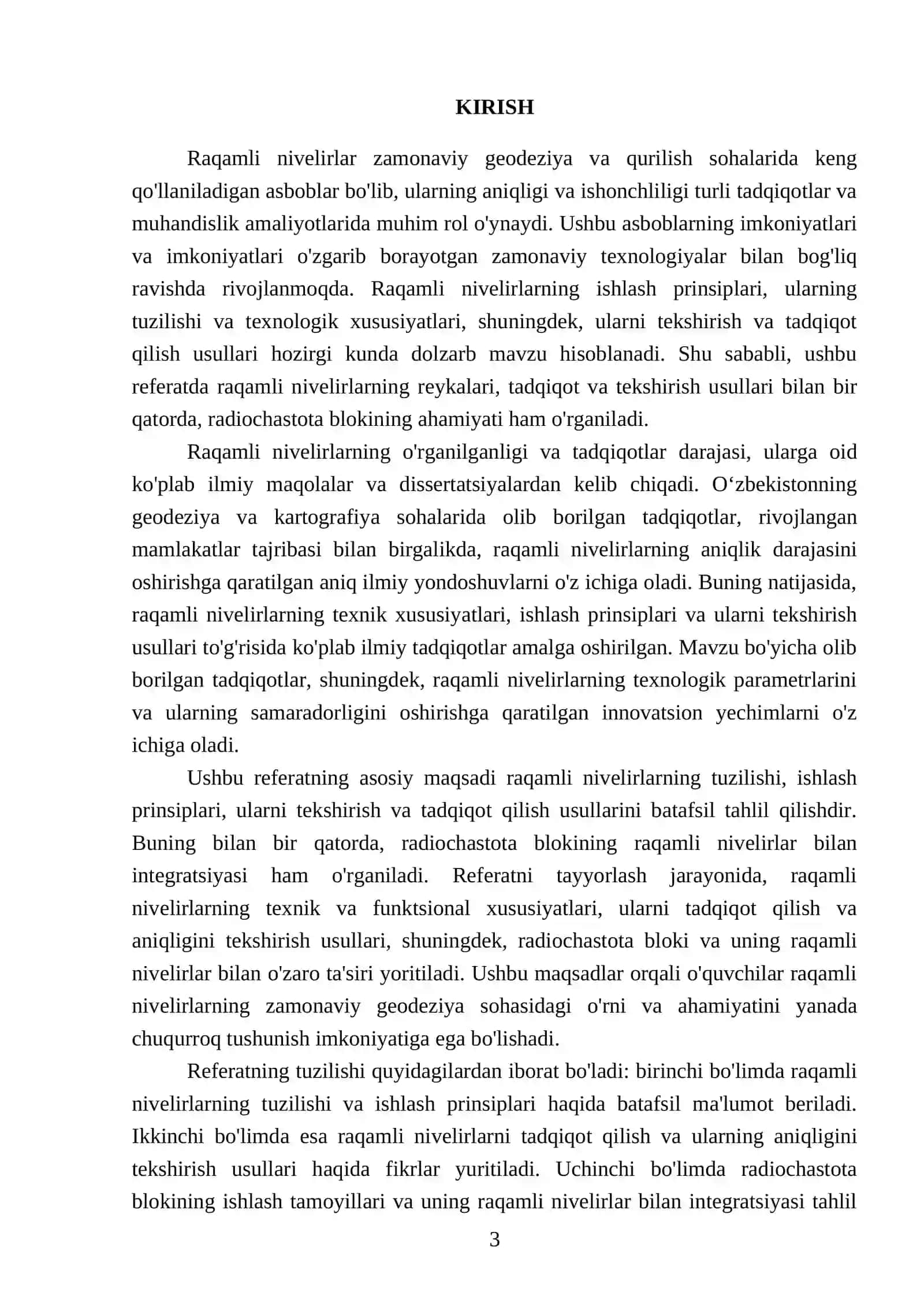 Raqamli nivelirlarning reykalari, ularni tadqiqot qilish va tekshirish usullari va vositalari. Radiochastota bloki 3
