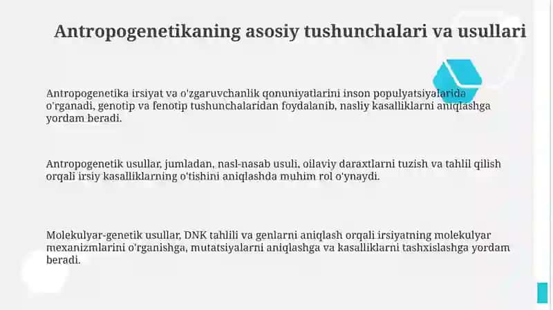 Antropogenetika usullari va Shajara usuli 3