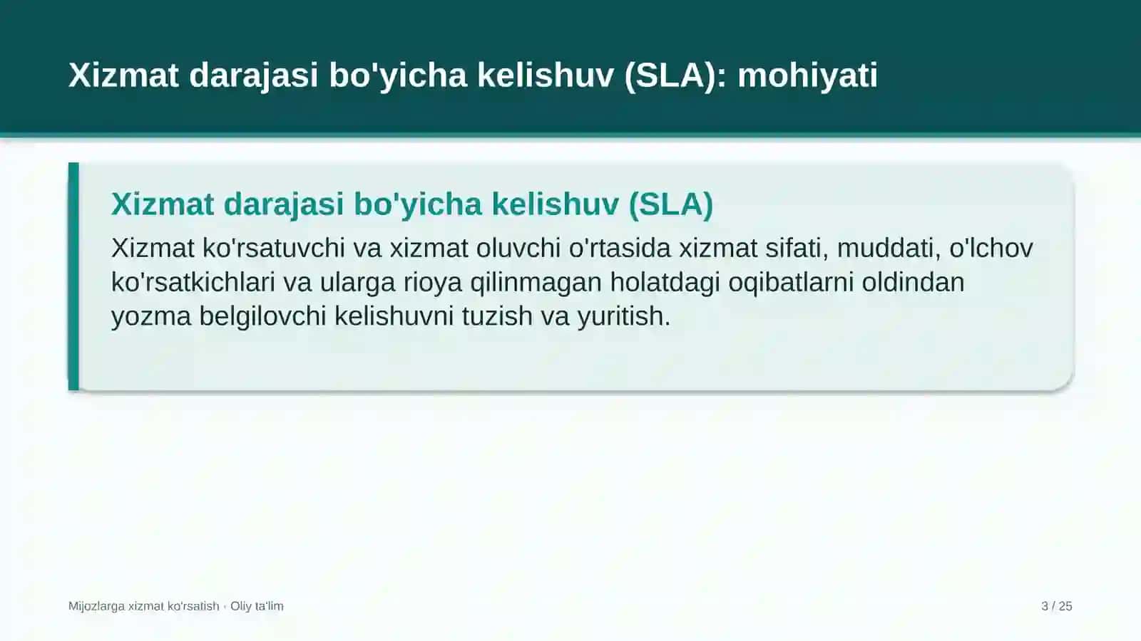 Xizmat darajasi bo'yicha kelishuv tuzish 3