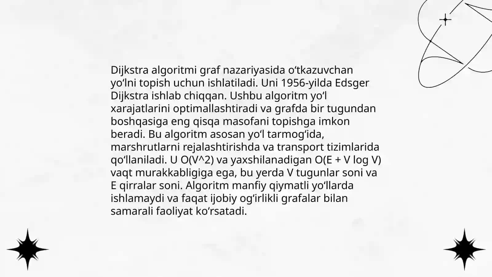 Graflarda eng qisqa yo'lni aniqlash 3