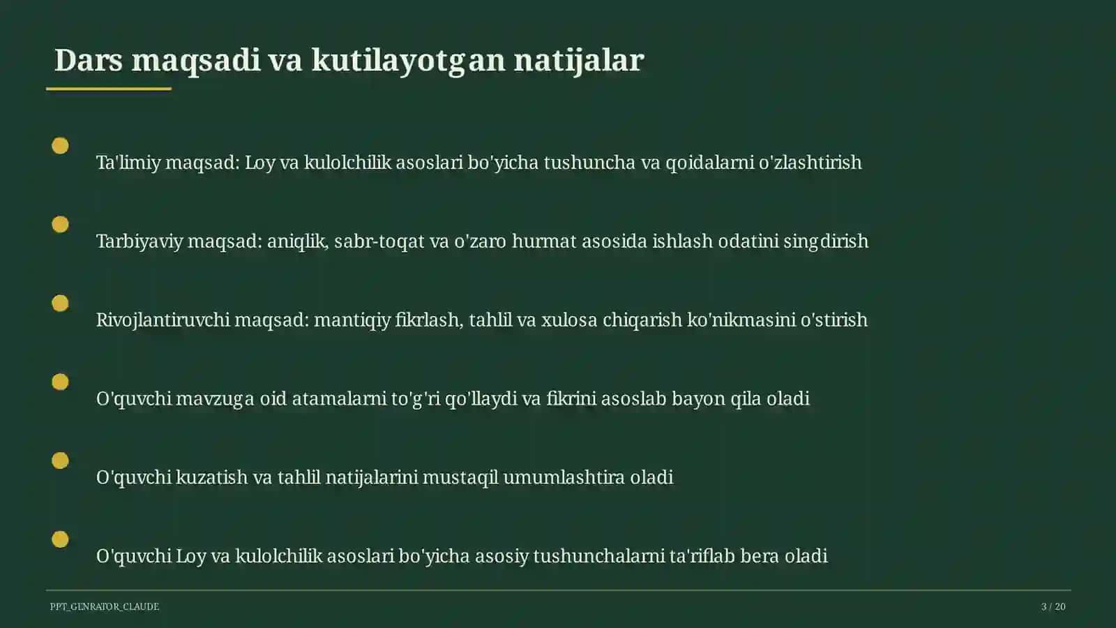 Loy va kulolchilik asoslari (4-sinf) 3
