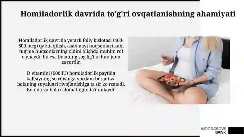 Homlador ayollar istemol qilishi kerak bōlgan taomlar va vitaminlar 3