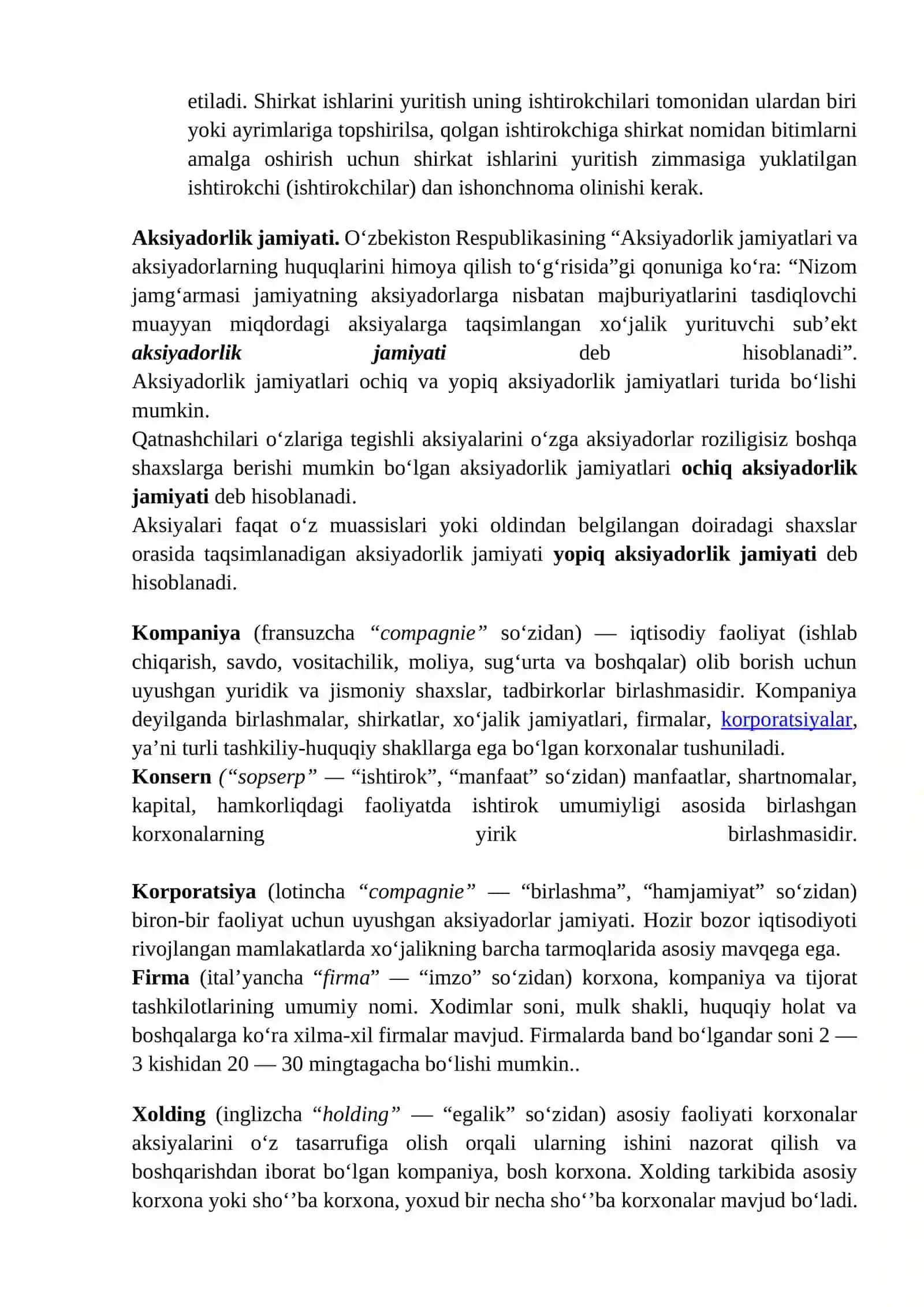 Korxonalar haqida tushuncha. Buxgalter kasbiga qo‘yilgan talablar. O‘zbekiston Respublikasining “Buxgalteriya hisobi to‘g‘risida”gi Qonunining ahamiyati 3