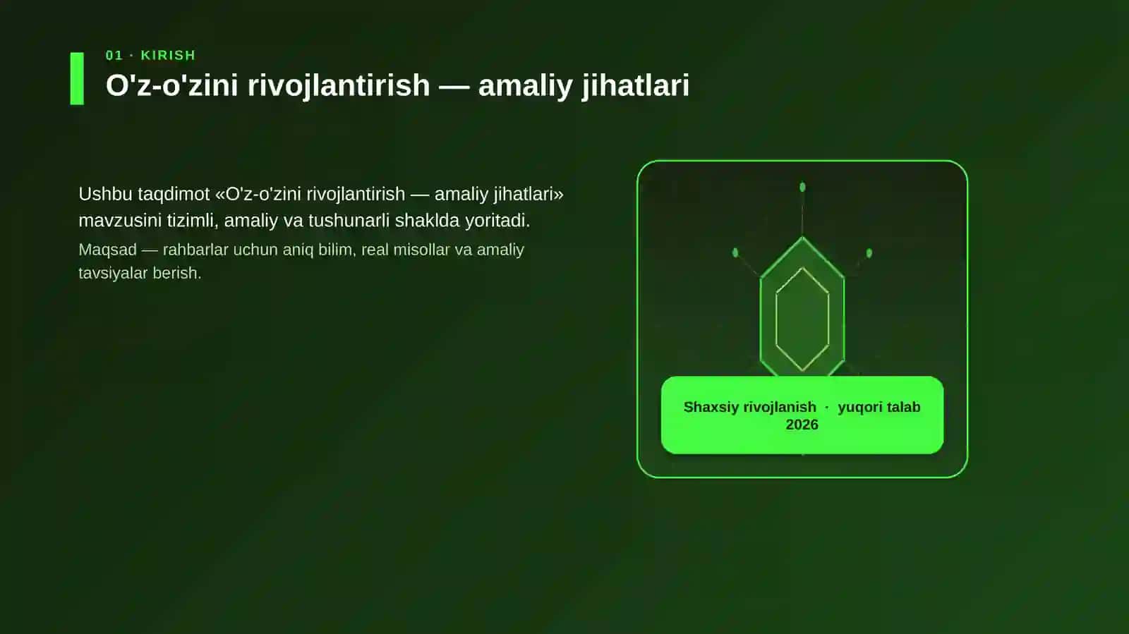 O'z-o'zini rivojlantirish — amaliy jihatlari 3