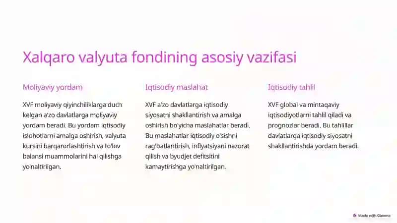 Xalqaro valyuta fondining moliyaviy ko'rsatgichlari tahlili 3