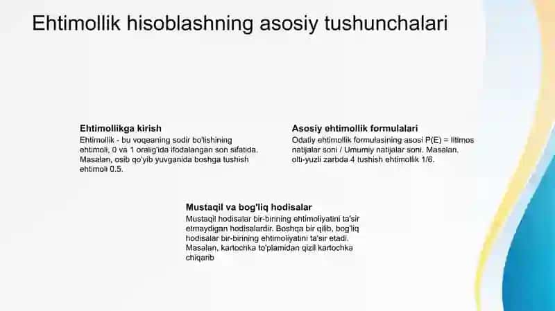 Ehtimollik hisoblash va ehtimollik algebrasiga kirish 3