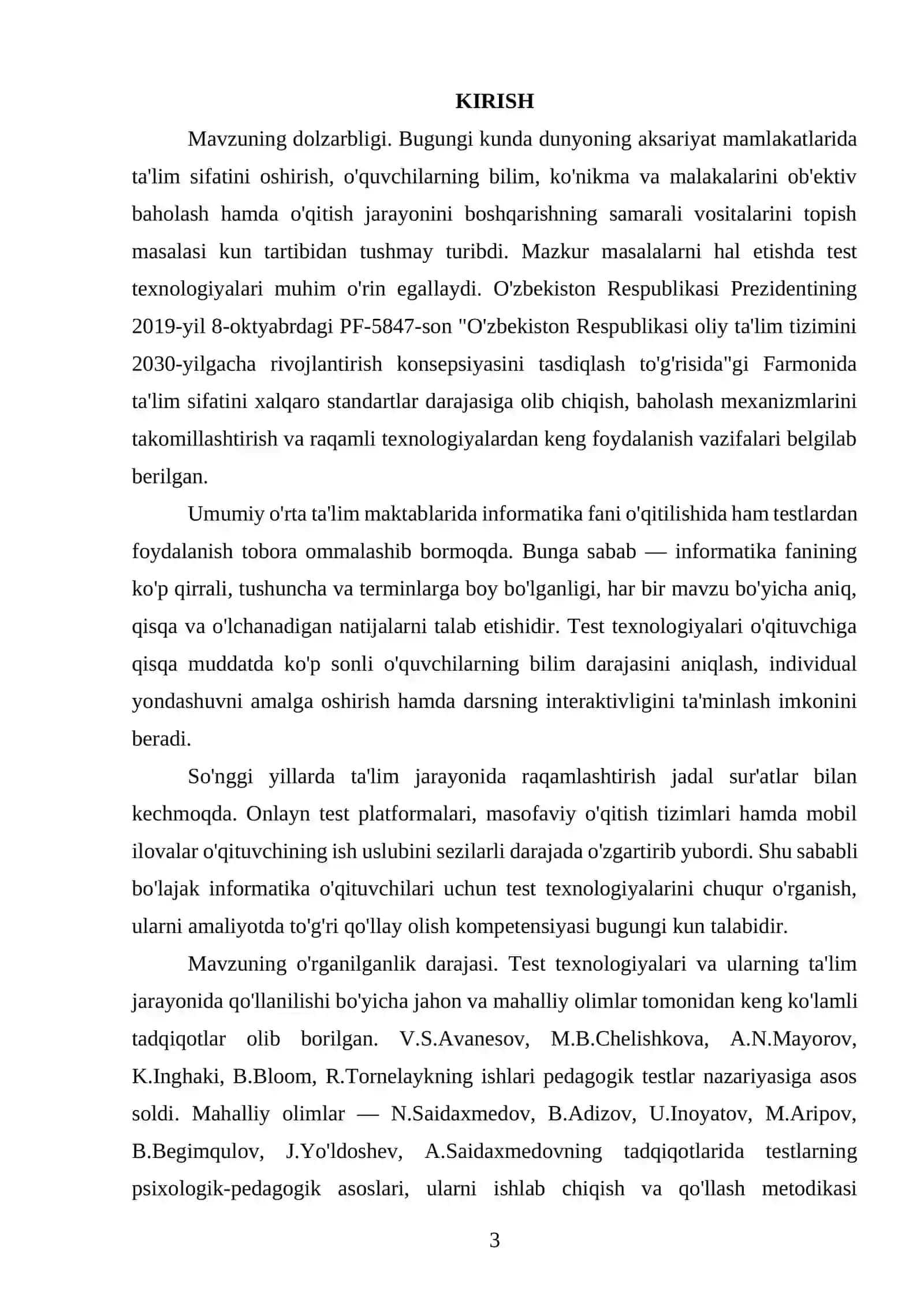 INFORMATIKA FANIDA TEST TEXNOLOGIYALARIDAN FOYDALANISH 3