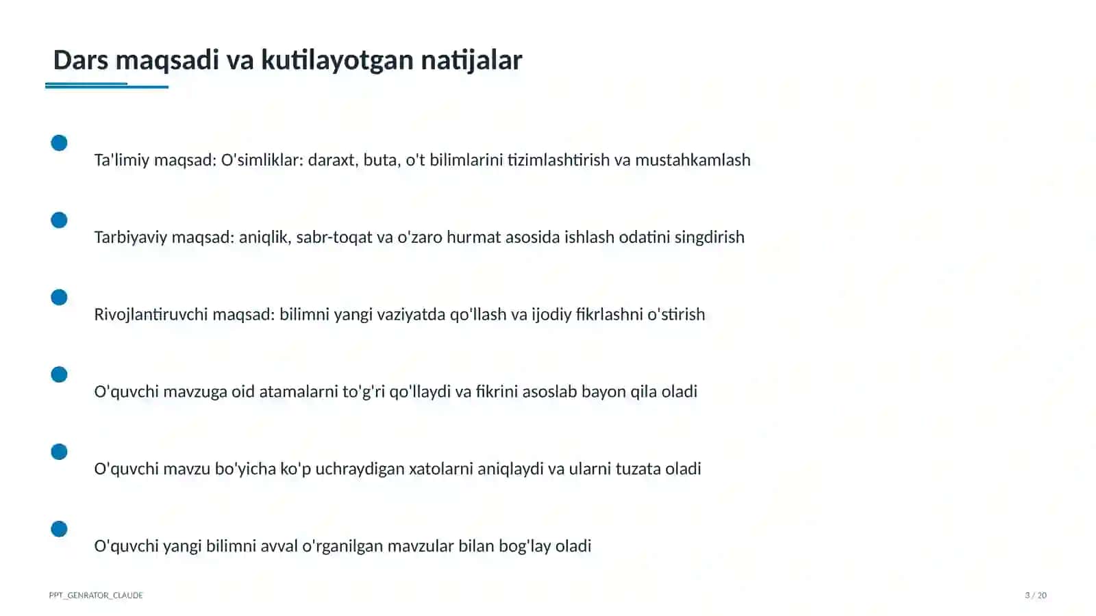 O'simliklar: daraxt, buta, o't (1-sinf) 3