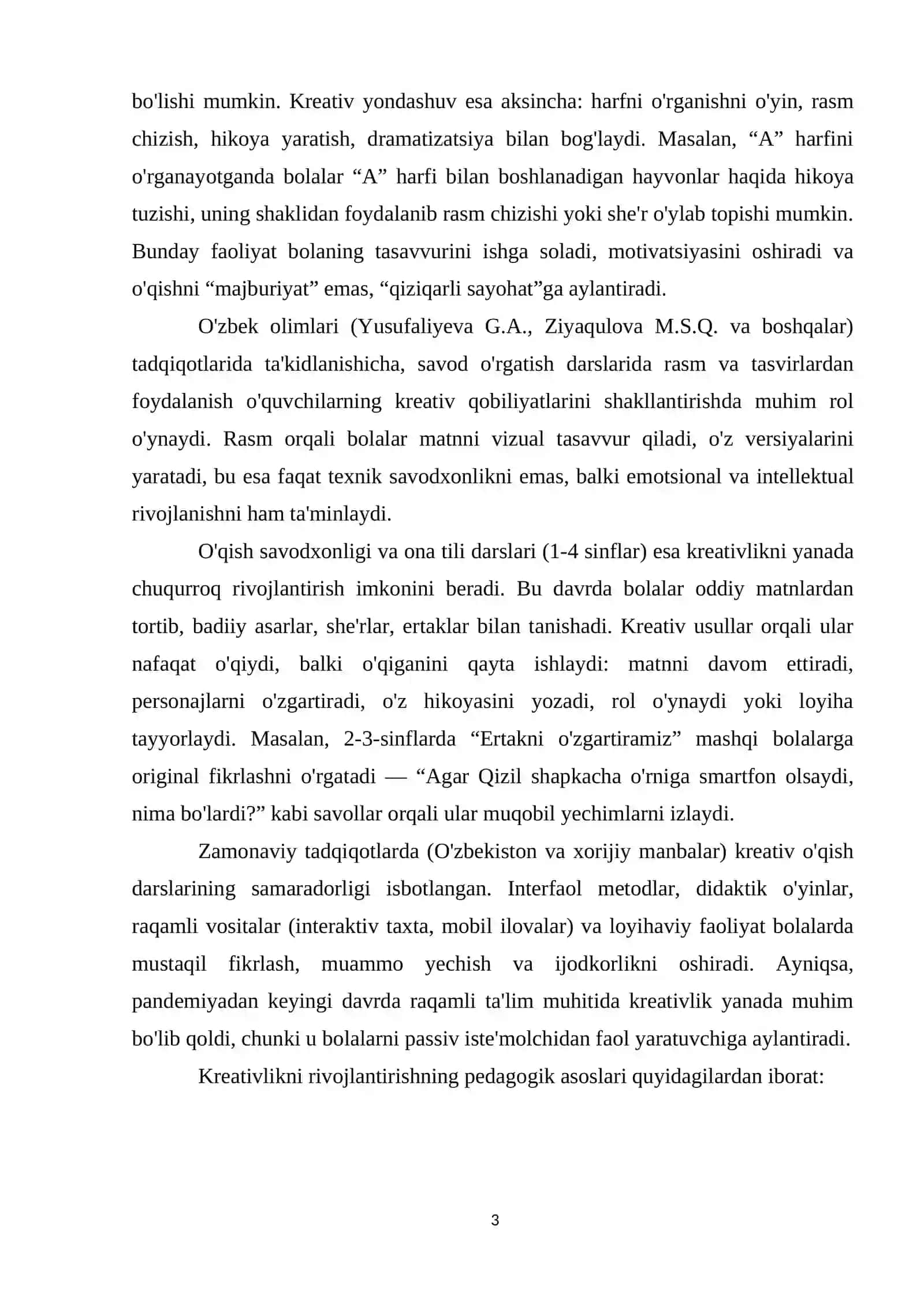 Boshlang'ich sinf alifbe, o'qish savodxonligi darslarida kreativlik (1-4 sinflar misolida) 3