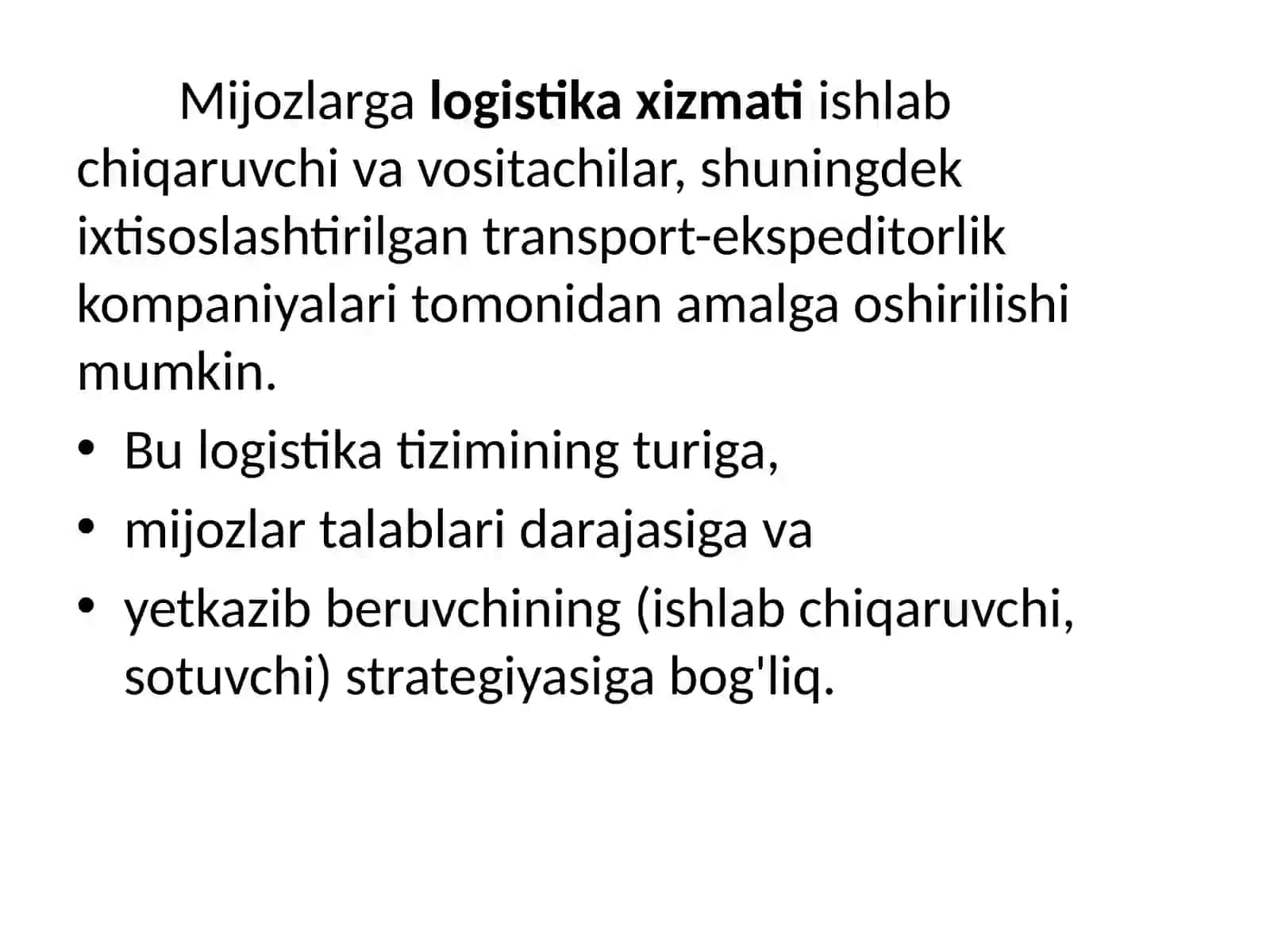 Logistika da servis xizmati 3