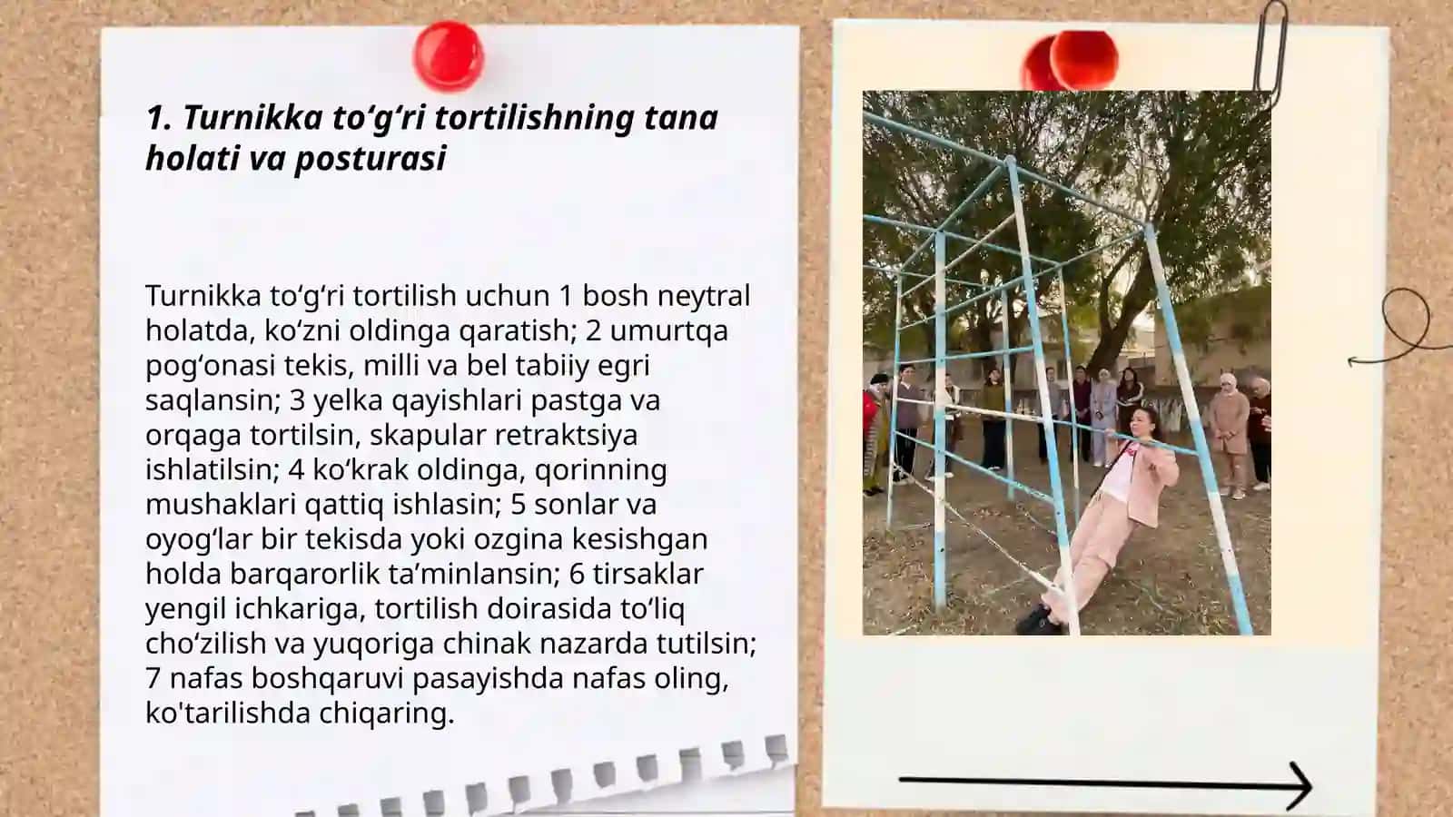 Turnikka to'g'ri tortilish texnikalari va uning inson salomatligiga foydalari 3