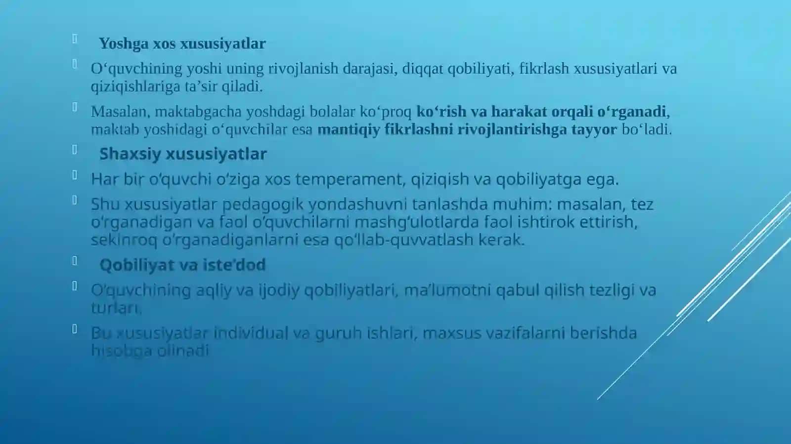 O’quvchilarning pedagogik xususiyatlari 3