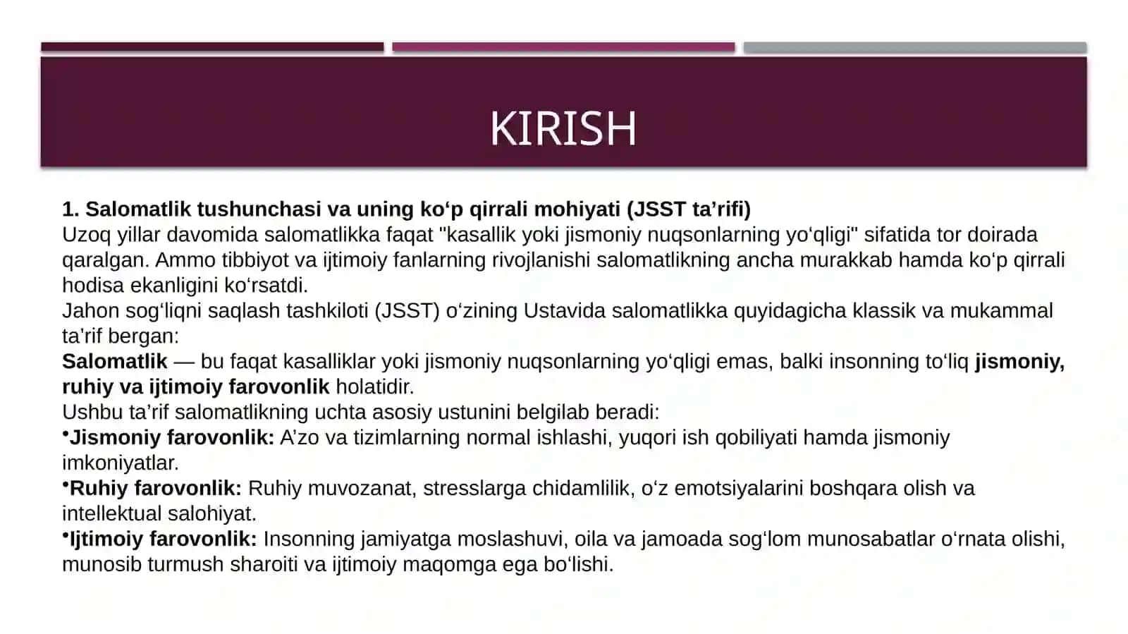 Salomatlik va sog‘lom turmushtarni ijtimoiy qirralari 3