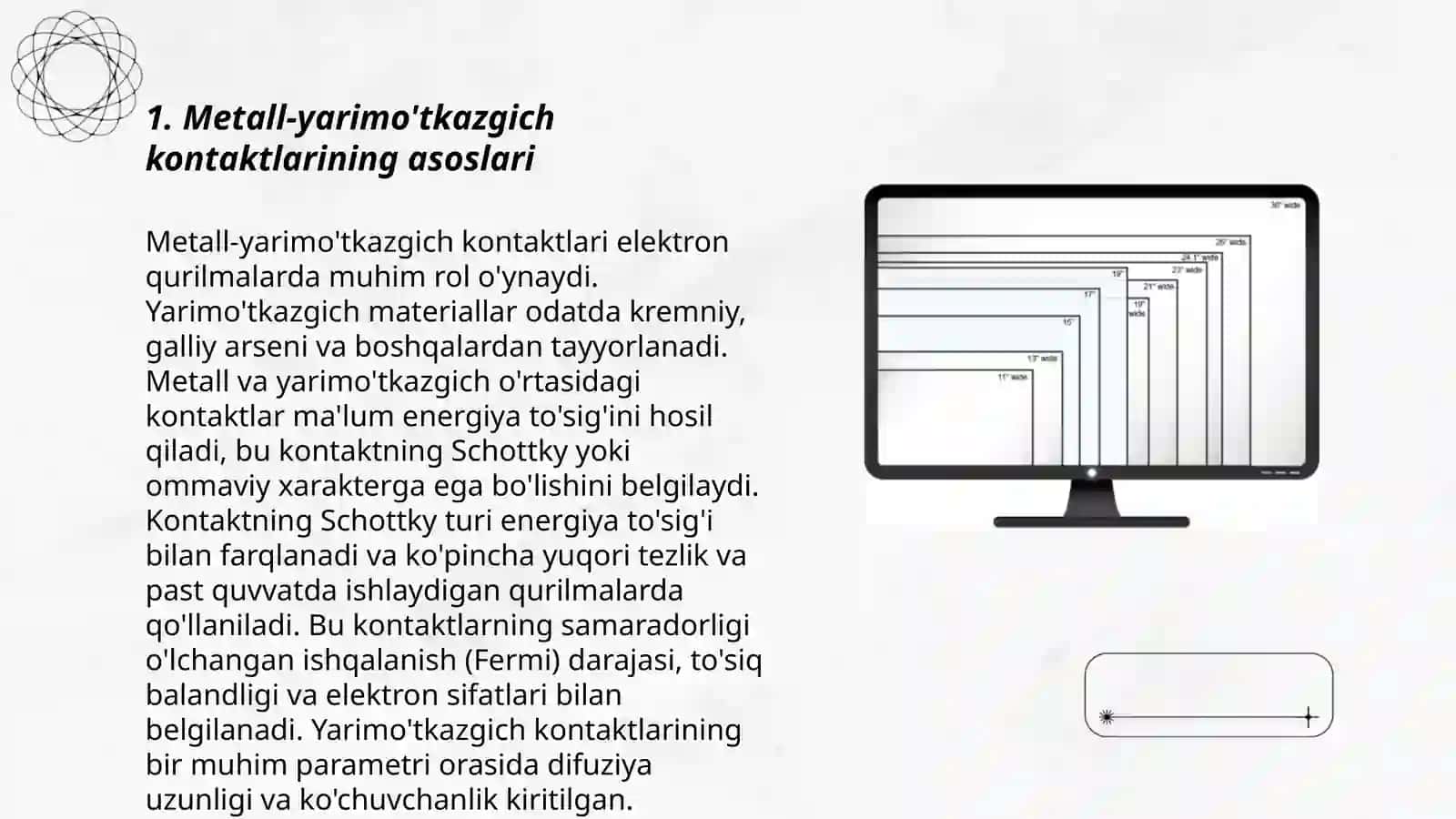 Metall-yarimo'tkazgich kontakti. Chiqish ishi. Richardson formulasi. Boyitilgan va kambag'allashtirilgan kontaktlar. Kontaktlar orqali tok o'tish mexanizmi. Shottki to'sig'i. Omik kontaktlar. Kontaktlar VAXi 3