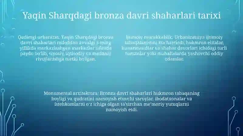 O`Rta Sharqning Bronza Davri Shaharlari Madaniyati 3