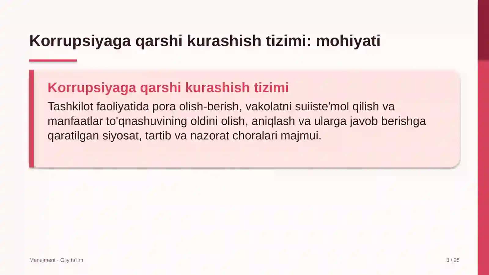 Korrupsiyaga qarshi kurashish tizimi: mohiyati 3