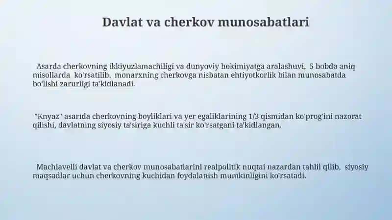 Makiavellingning "Xukmdor" asari 3