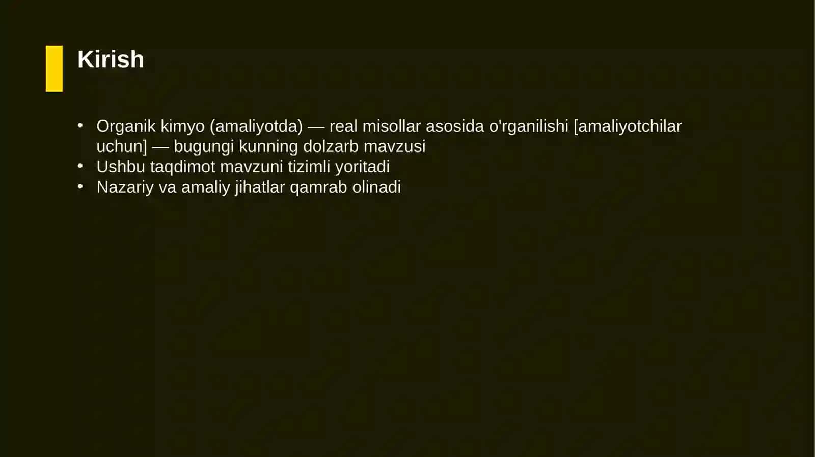 Organik kimyo (amaliyotda) — real misollar asosida o'rganilishi [amaliyotchilar uchun] 3