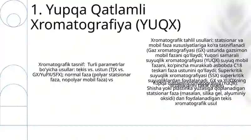 Xromatografik tahlil usullari, ularning klassifikatsiyalanishi 3