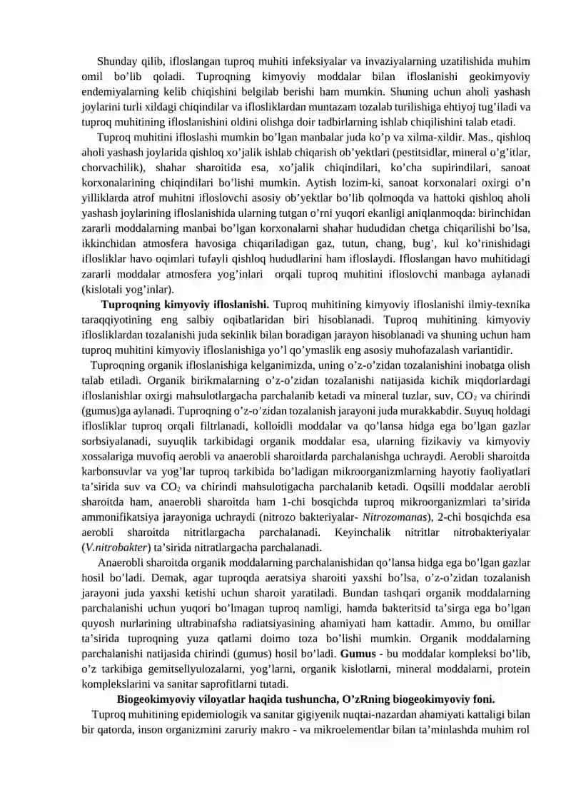 Tuproq gigiyenasi. Tibbiy pekologiyaning zamonaviy muammolari 3