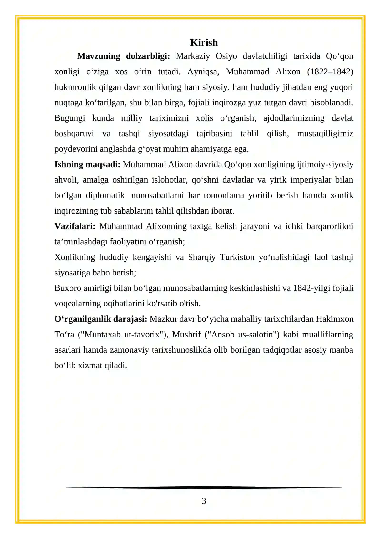 Mavzusida "Muhammad Alixon davri" 3